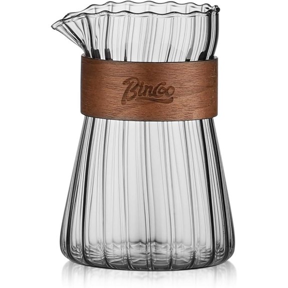 16oz Glass Coffee Server with Heat-Resistant Wood Ring