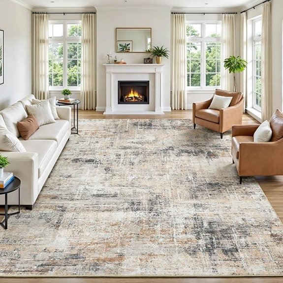 Lofus 8x10 Gold Abstract Rug with Non-Slip Backing