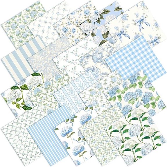 HunnmingRe 20 Pcs 10x10 Hydrangea Quilting Fabric Squares