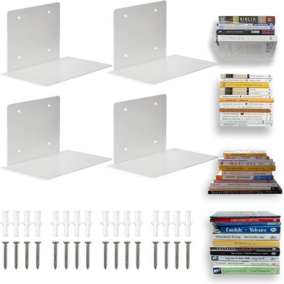 ECOSEAO Invisible Floating Wall Bookcase (Set of 4)