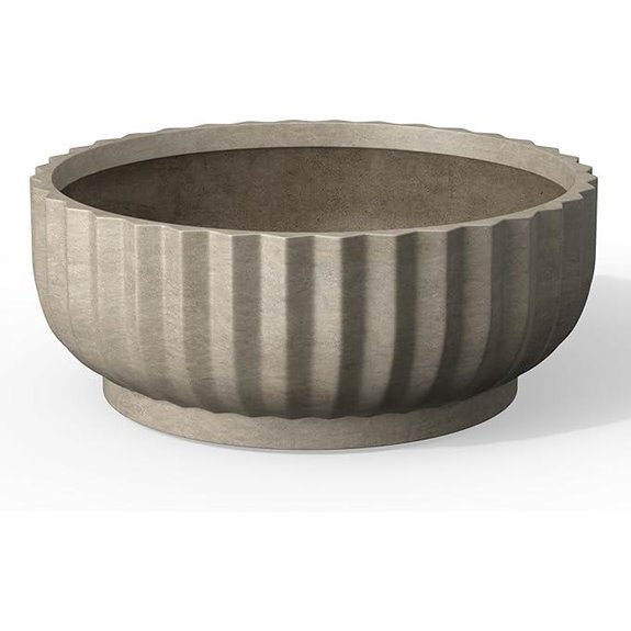 Kante Round Fulted Concrete Plant Pot with Drainage