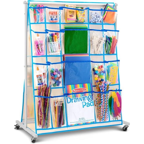 Craft Rolling Cart with Wheels - 40 Pocket Craft Storage Organizer for Kids