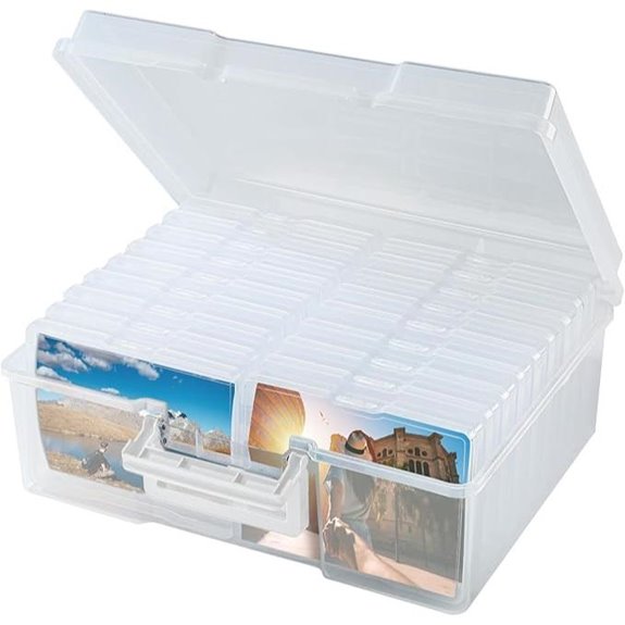 Large Clear Photo Storage Box with Dividers