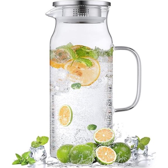Glass Pitcher with Lid 68 oz for Cold & Hot Drinks