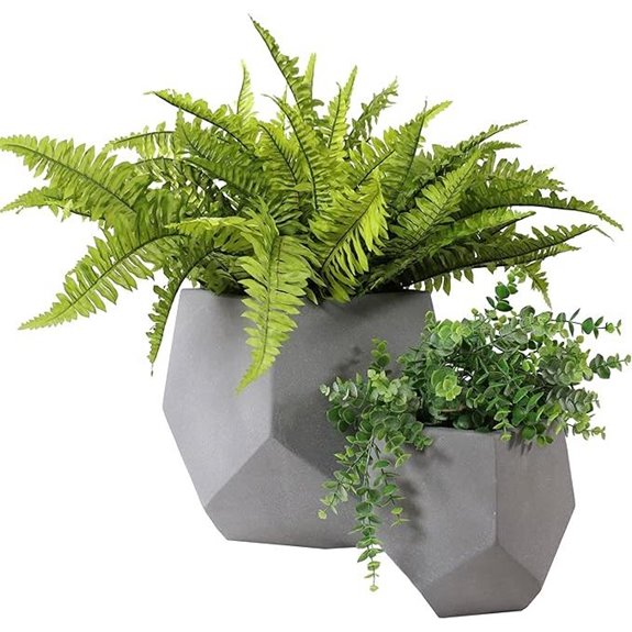 Sunnydaze Concrete Plantter Set - 2 Lightweight Pots