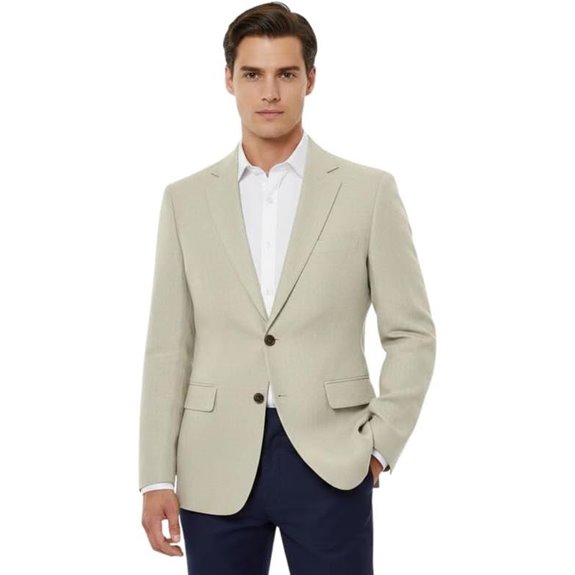 Mens Linen Blazer Notch Lapel Flap Pockets Summer Breathable Casual Jacket