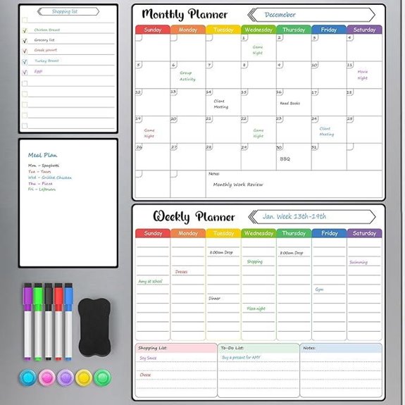 MaxGear Magnetic Dry Erase Calendar Set (4 Pack)