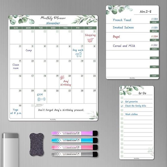 ALEZEL Magnetic Fridge Calendar Set with Markers
