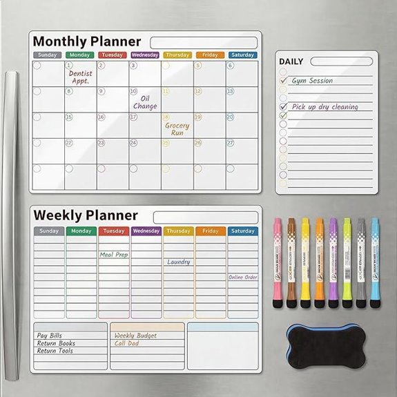 Magnetic Refrigerator Calendar Set with Markers and Eraser