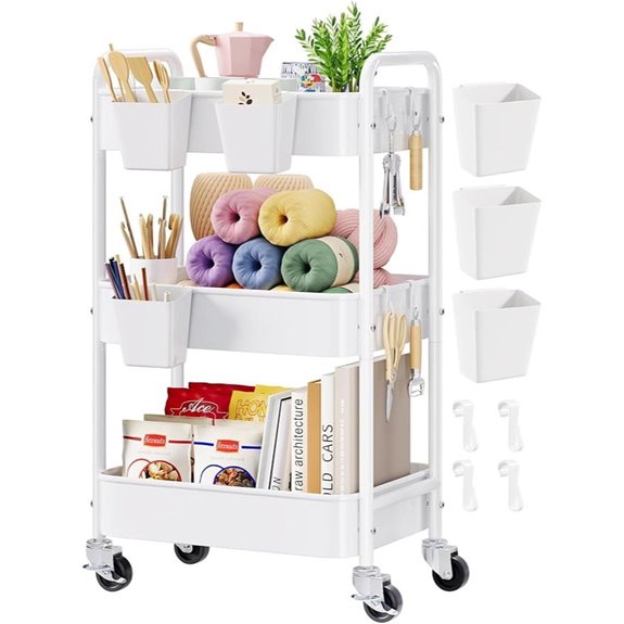 3-Tier Metal Rolling Cart for Storage and Organization