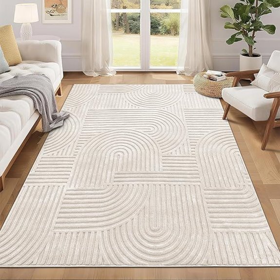 Pauwer 5x7 Washable Modern Beige Area Rug