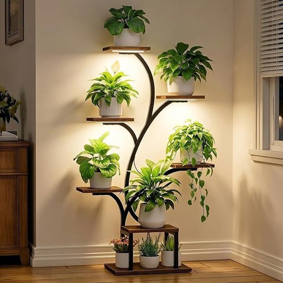7-Tier Indoor Plant Stand with Grow Lights