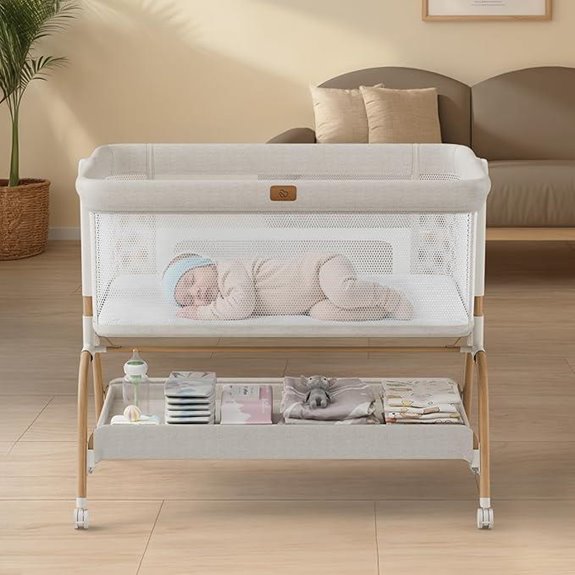 3-in-1 Baby Bassinet Bedside Crib with Mattress