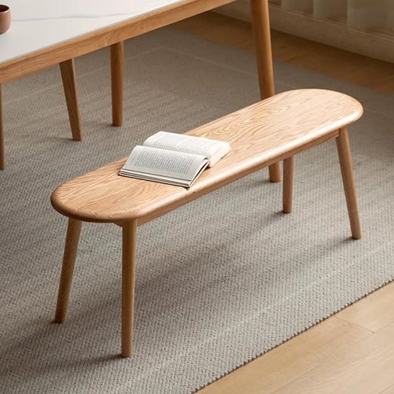Solid Oak Wood Dining Bench with Rounded Corners