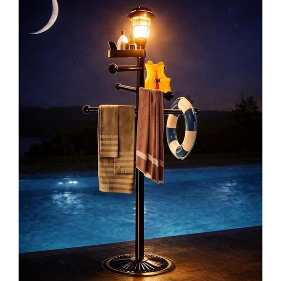 Pool Outdoor Towel Rack with Solar Light