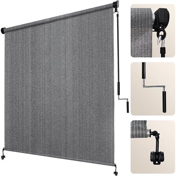 Artpuch Outdoor Roller Shade 8'x8' Gray 2 Poles
