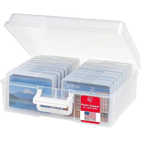IRIS USA Photo Organizer with Handle and 16 Containers