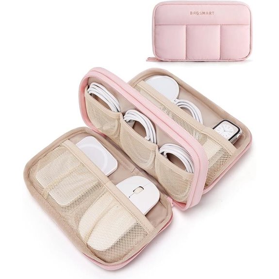 BAGSMART Electronics Organizer Travel Case Pink