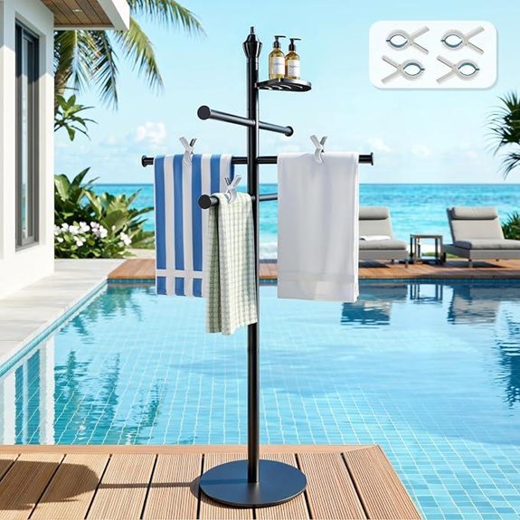 Housolution Pool Towel Rack with Storage and Base