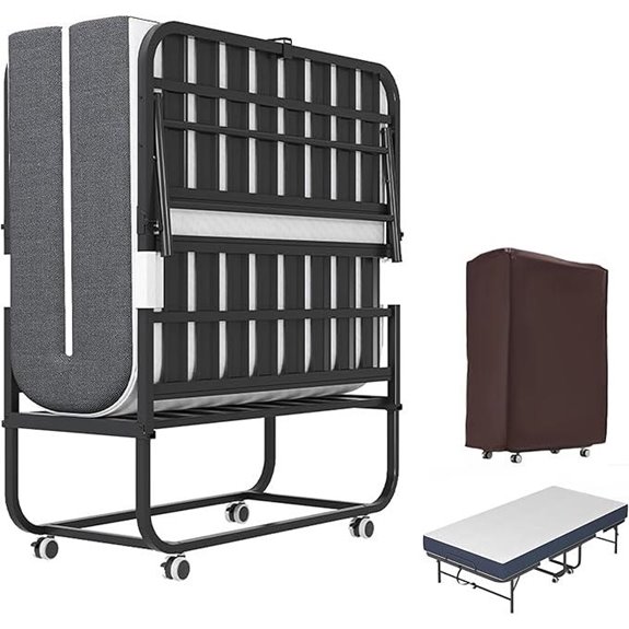 Foldable Bed with Memory Foam Mattress and Wheels