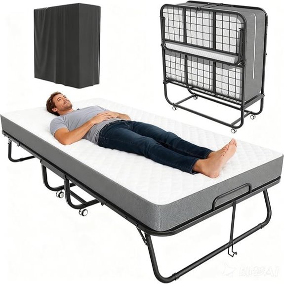 Pataku Folding Bed with Mattress Portable Twin Bed