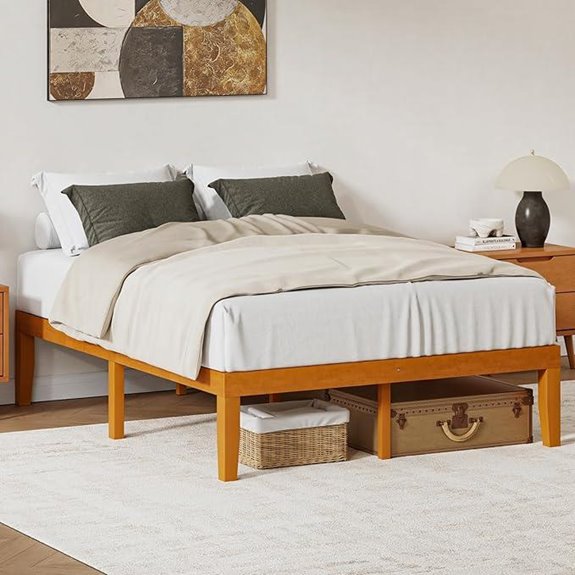 DUMOS Queen Wooden Bed Frame with Easy Assembly