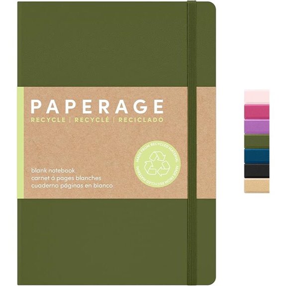 Paperage Recycled Journal Notebook Olive 160 Pages