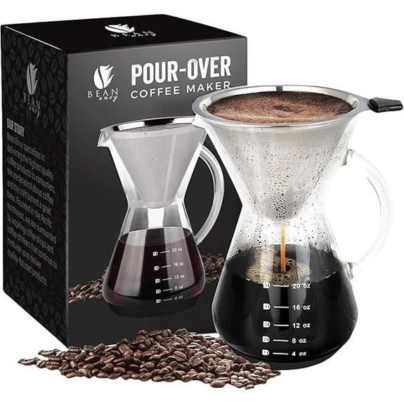 Bean Envy Pour Over Coffee Maker with Reusable Filter