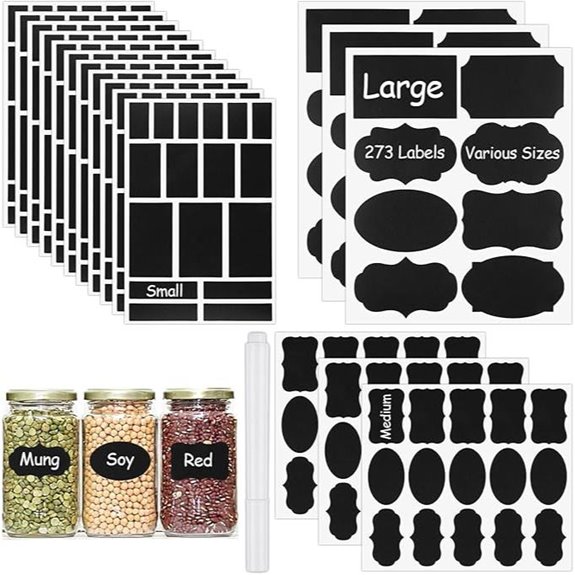 273 Waterproof Reusable Chalkboard Labels with Chalk Marker