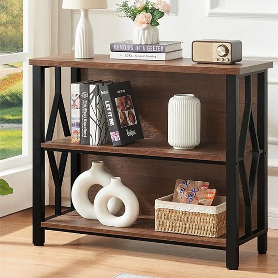 HOMISSUE 3-Tier Rustic Industrial Bookshelf