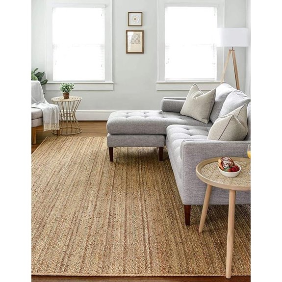 FRELISH Handwoven Jute Rug 9x12 Rustic Natural Beige