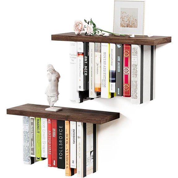 Rustic Wall-Mounted Floating Bookshelves Set of 2