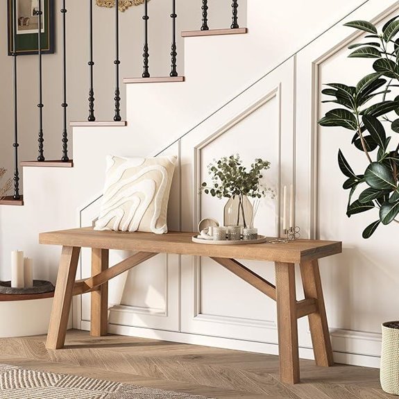 Wnutrees 43 Rustic Farmhouse Wood Entry Bench