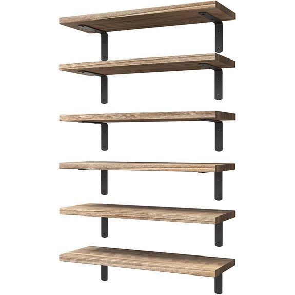WOPITUES Rustic Wood Floating Shelves Set of 6