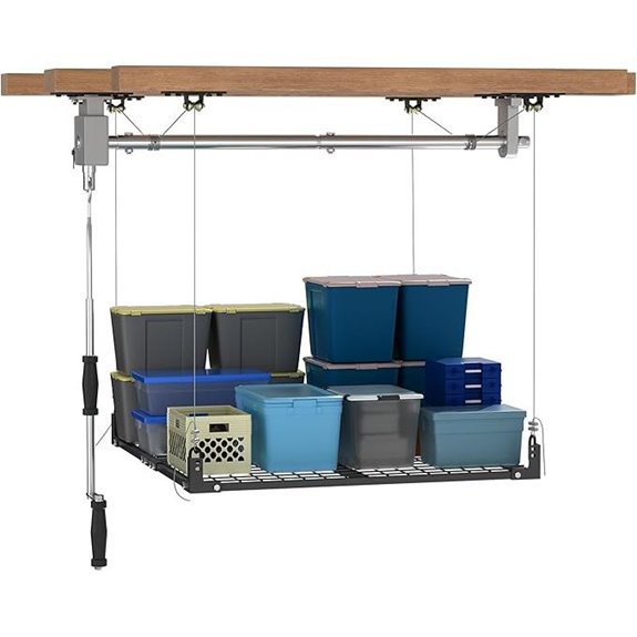 Overhead Garage Storage Rack with Lock & 400 Lb Capacity