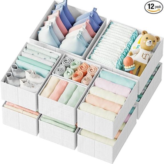 White-Grey Drawer Organizer Set of 12