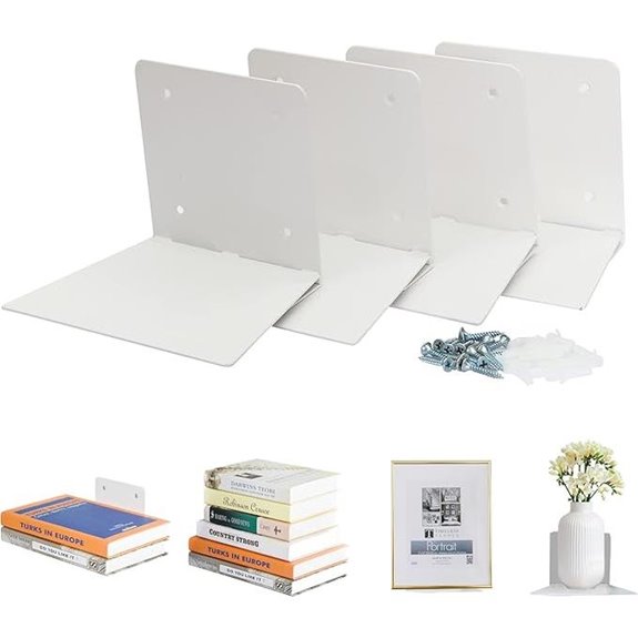 Floating Steel Wall Bookshelves 4-Pack