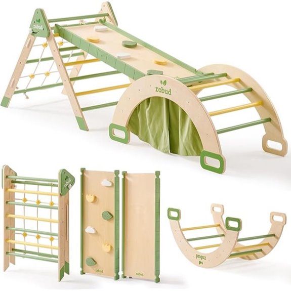 ROBUD 7-in-1 Wooden Pikler Climbing Triangle Set