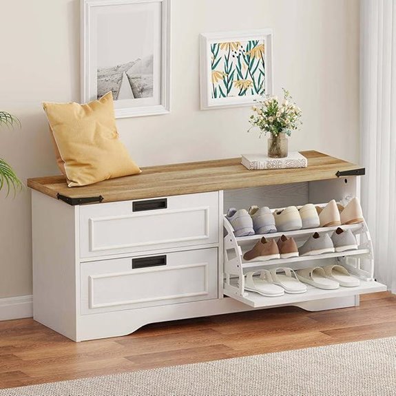 FATORRI Shoe Storage Bench with Flip Drawer