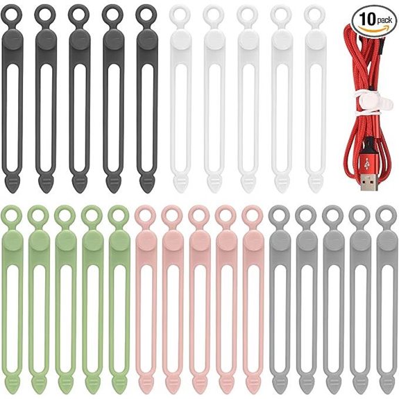 25 Pcs Silicone Cable Organizer Straps
