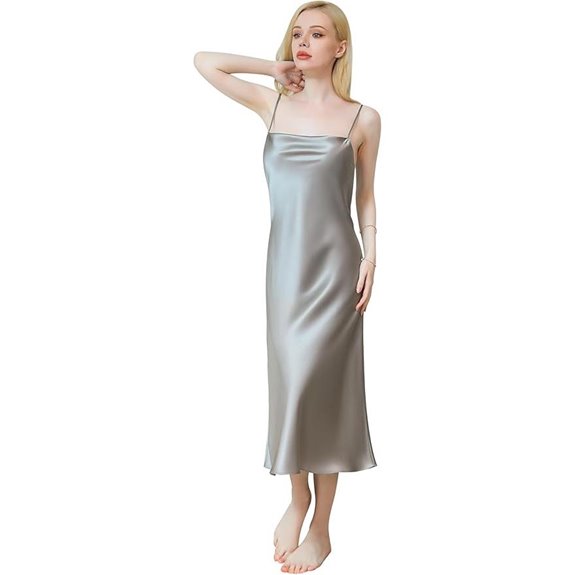 Mulberry Silk Nightgown with Cowl Neck and Spaghetti Straps