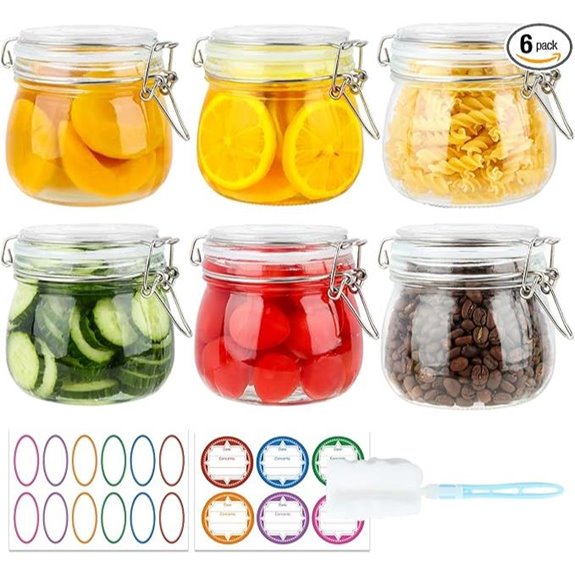 HINGWAH 16 oz Mason Jars with Airtight Clamp Lids (6 Pack)