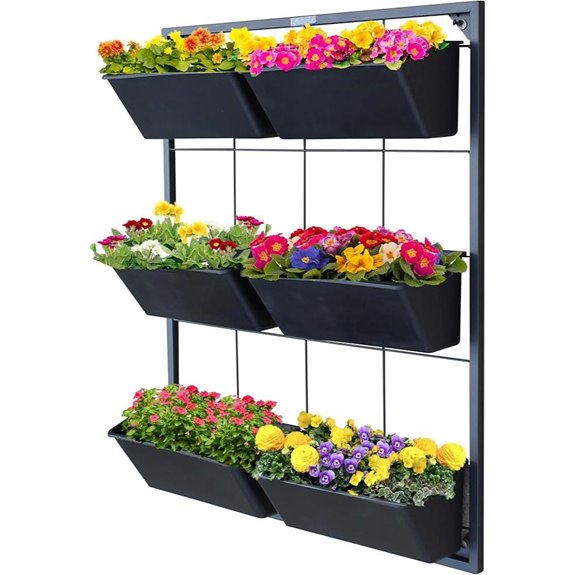 Vertical Garden Wall Planter with 6 Pots and Frame