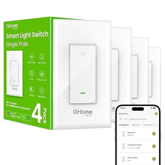 GHome Smart Light Switch with Alexa & Google Compatibility