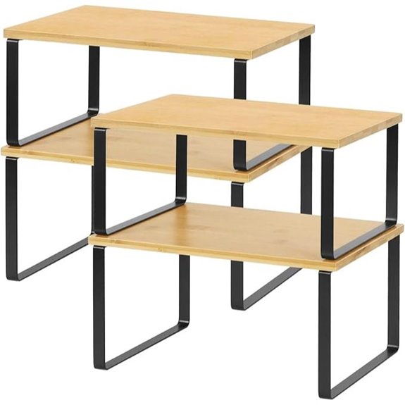 NEX Stackable Bamboo & Metal Kitchen Shelf Set