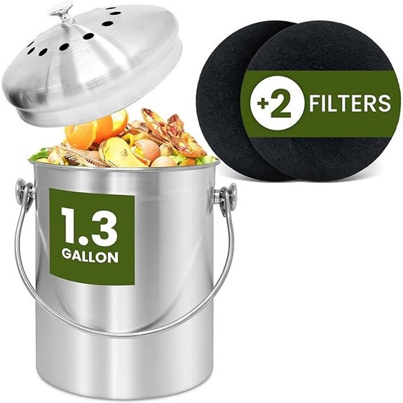 Reli 1.3 Gal Stainless Steel Kitchen Compost Bin