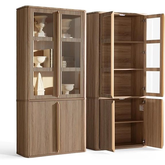 77 Tall Storage Cabinet with Glass Doors