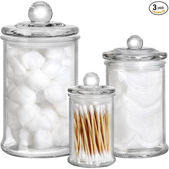 Set of 3 Glass Apothecary Jars with Lids