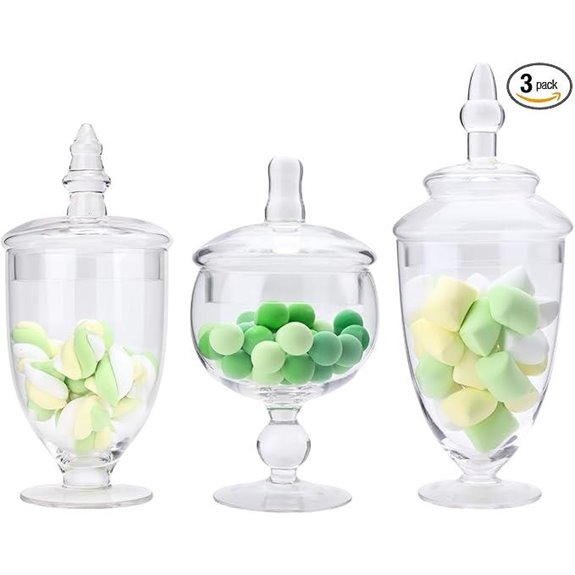 Set of 3 Glass Apothecary Jars with Lids