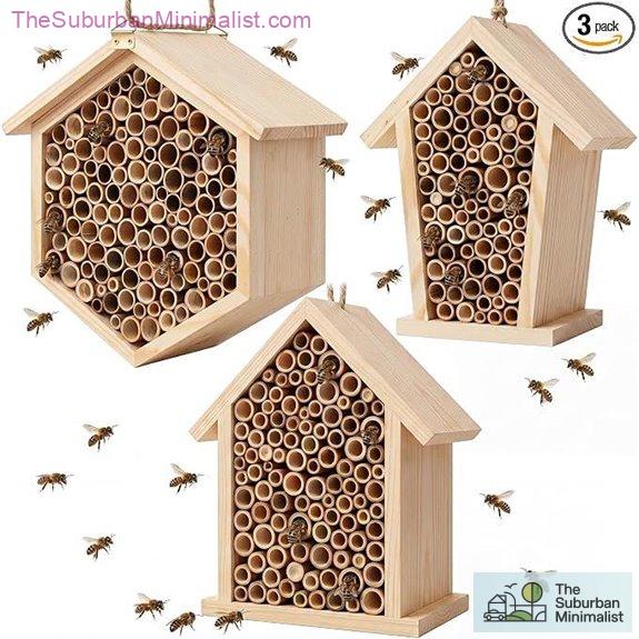 Marsui 3-Pack Mason Bee House for Garden Pollinators